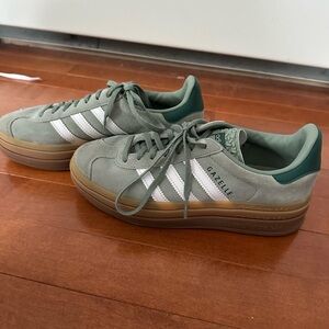 Adidas Gazelle Olive Sneakers with White Stripes